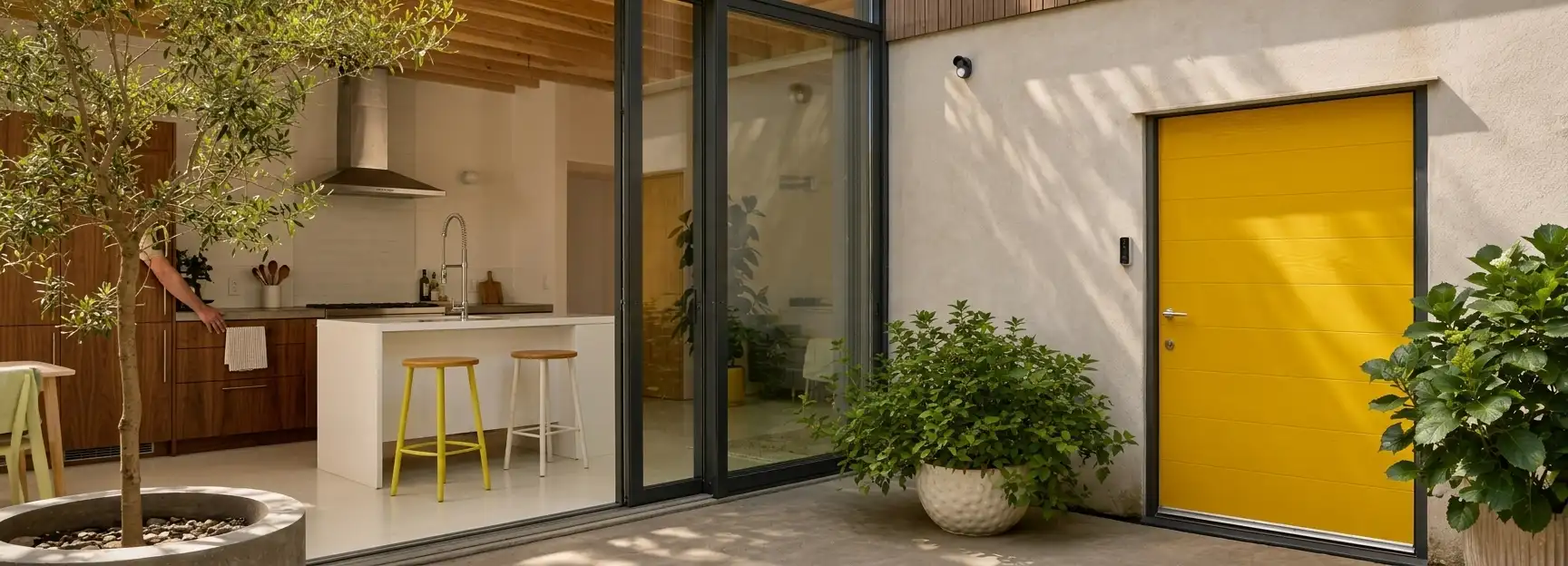 Pintu kantor modern dengan digital door lock Yale