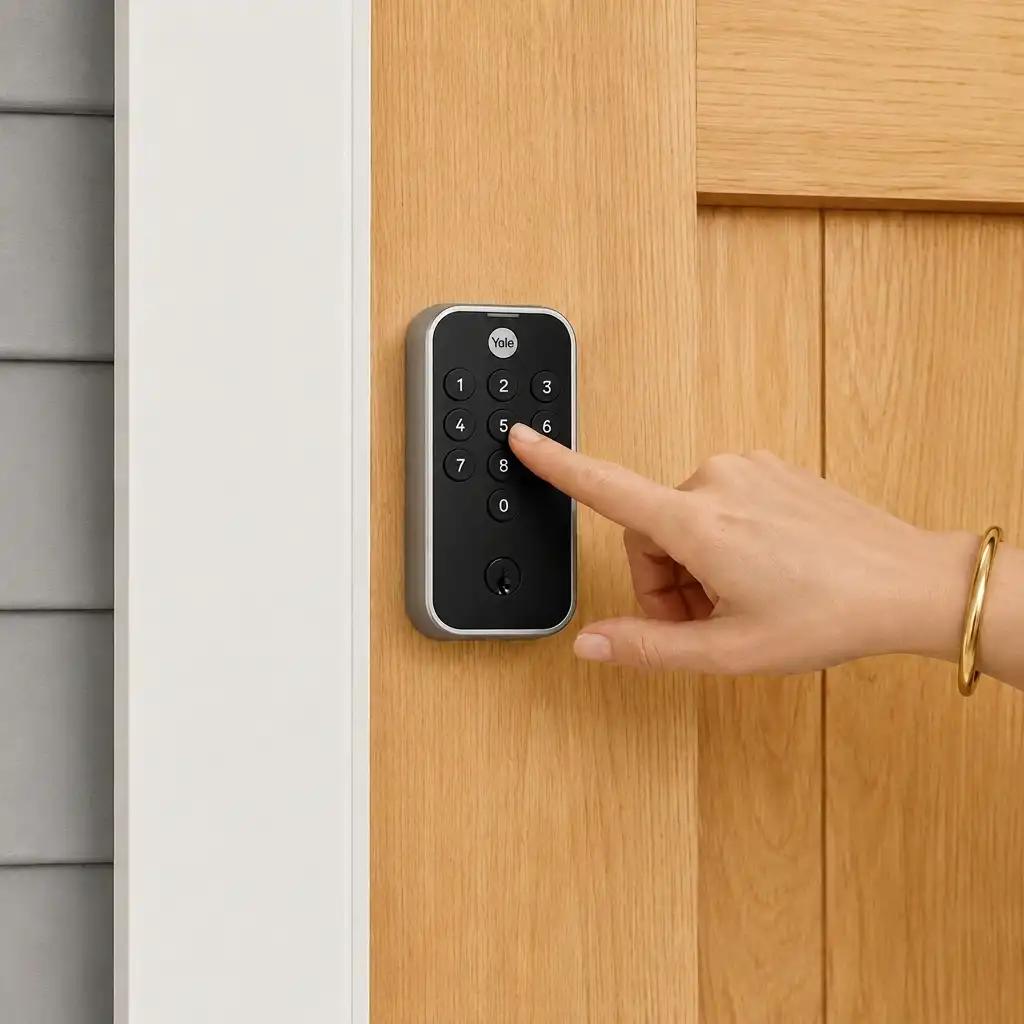 Digital door lock Yale terpasang di pintu