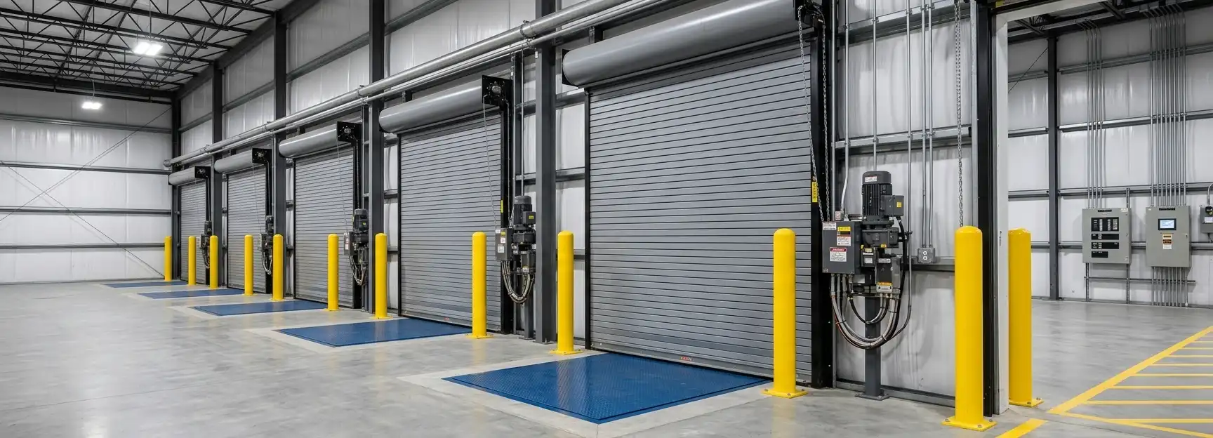 Rolling door baja BRS Heavy Duty Shutter terpasang di bukaan bangunan industri